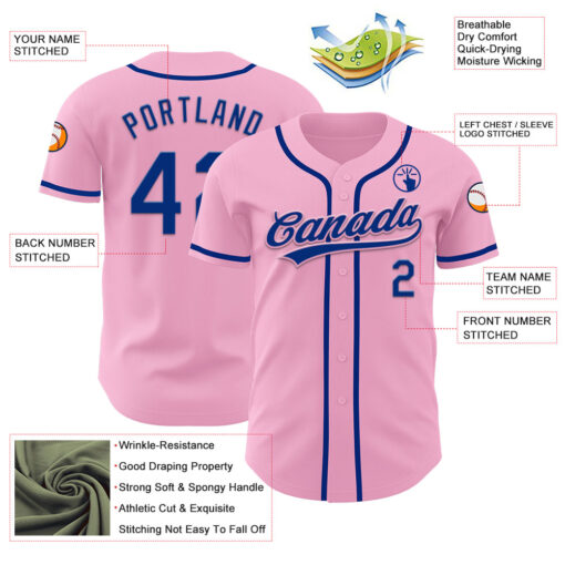 Custom Light Pink Pink Baseball Royal Jersey, Customized Baseball Jerseys