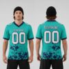 Custom Navy Aqua Football White Jersey, Custom Football Team Jerseys