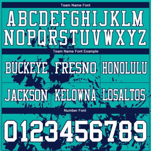 Custom Navy Aqua Football White Jersey, Custom Football Team Jerseys