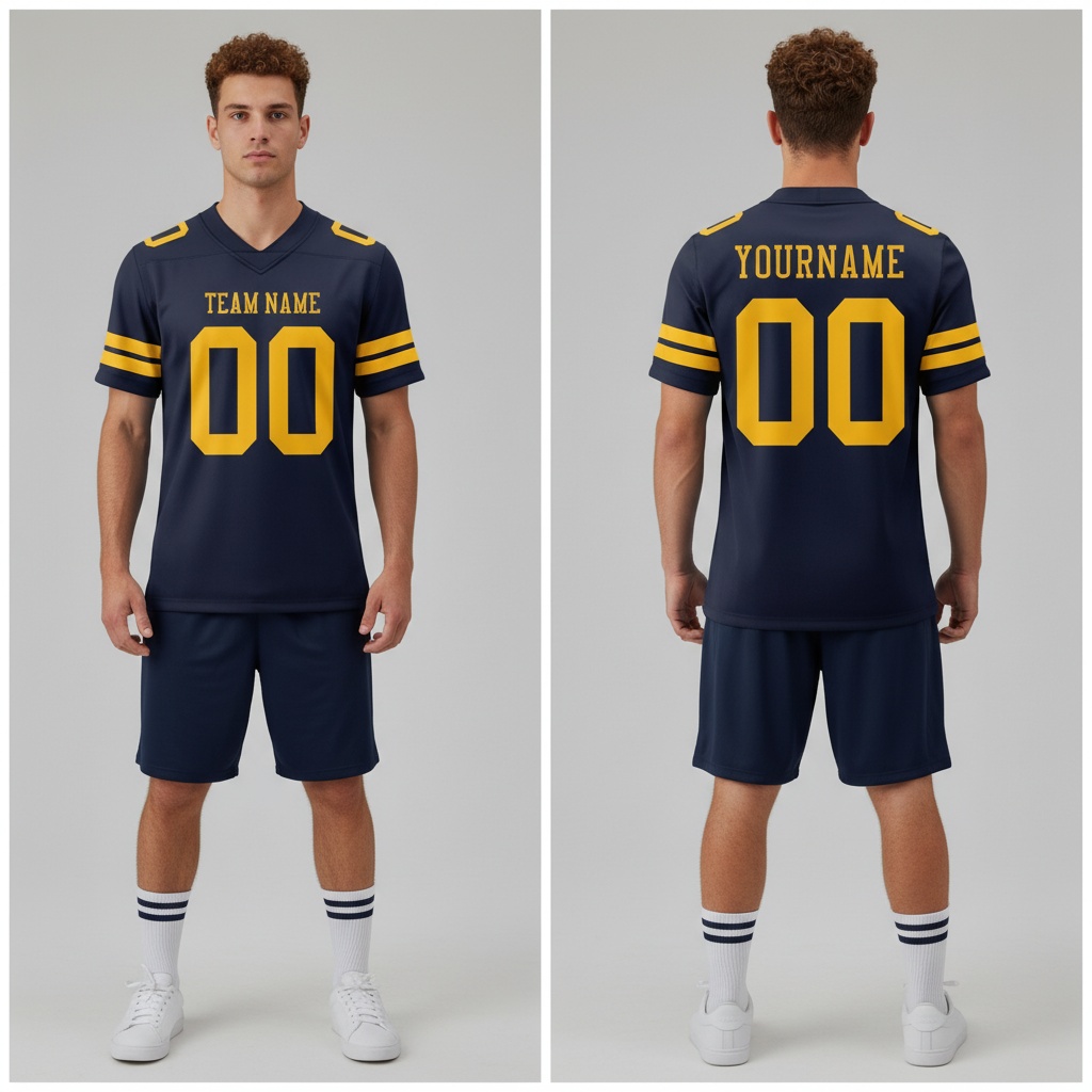 Custom Navy City Football Gold Jersey, Custom Football Jersey Design