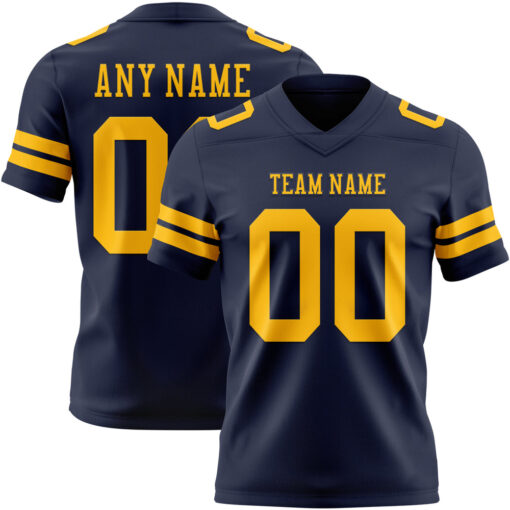 Custom Navy City Football Gold Jersey, Custom Football Jersey Design