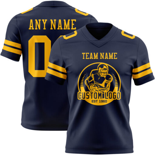 Custom Navy City Football Gold Jersey, Custom Football Jersey Design