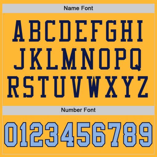 Custom Navy Gold Football Light Blue Jersey, Customized Football Jerseys