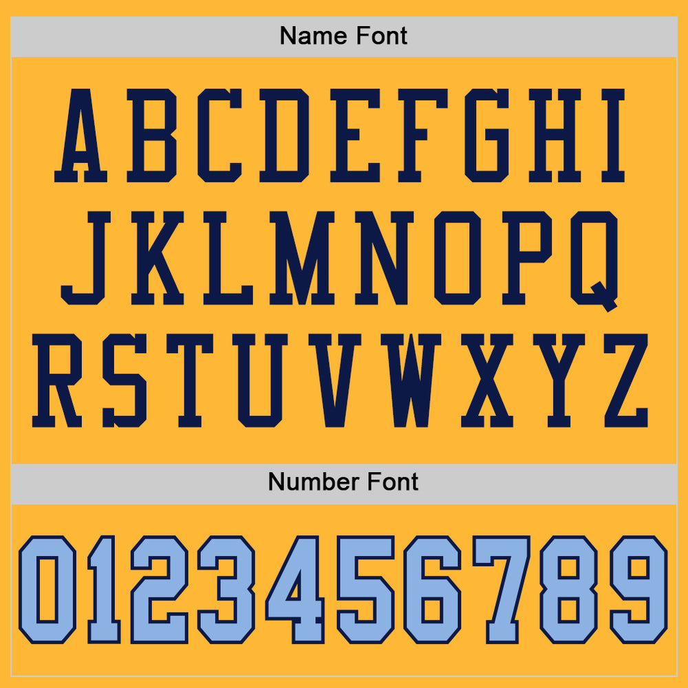 Custom Navy Gold Football Light Blue Jersey, Customized Football Jerseys