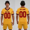 Custom Navy Gold Football Red Jersey, Design Custom Football Jerseys