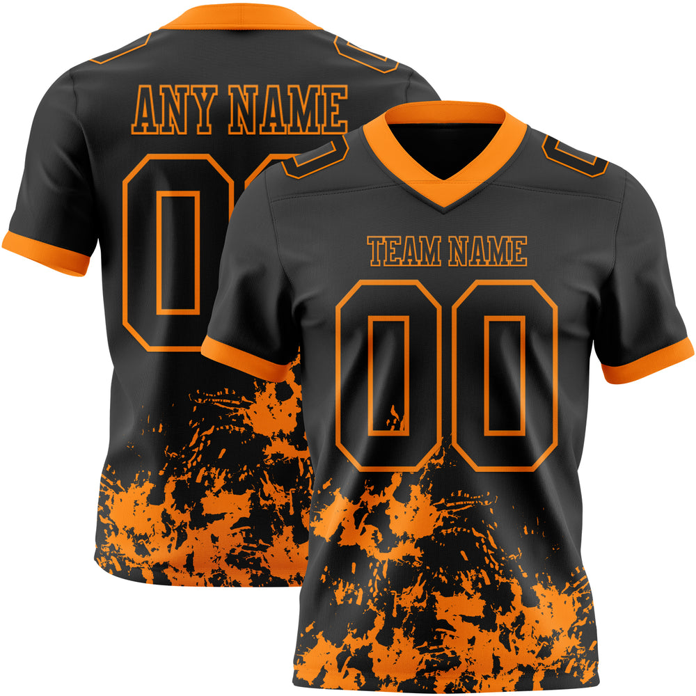Custom Orange Black Football Jersey, Custom Football Team Jerseys