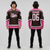 Custom Pink Brown Hockey White Jersey, Hockey Jersey Customization