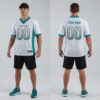 Custom White Aqua Orange Mesh Drift Fashion Football Jersey, Design A Basketball Jersey