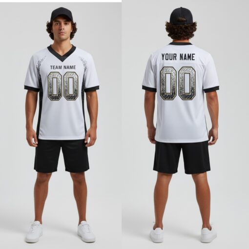 Custom White Black Vegas Gold Mesh Drift Fashion Football Jersey, Design My Own Basketball Jersey
