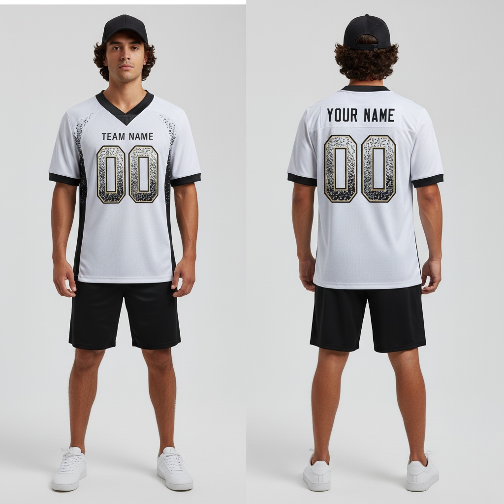 Custom White Black Vegas Gold Mesh Drift Fashion Football Jersey, Design My Own Basketball Jersey
