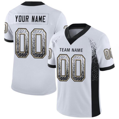 Custom White Black Vegas Gold Mesh Drift Fashion Football Jersey, Design My Own Basketball Jersey