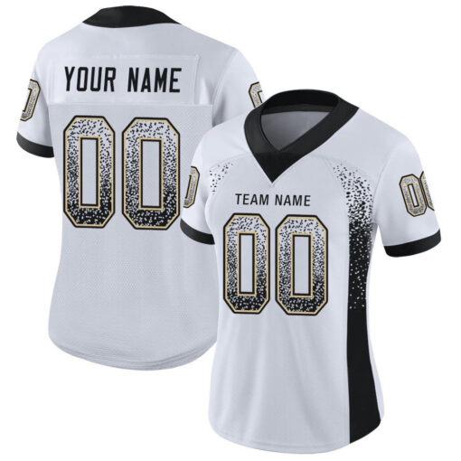 Custom White Black Vegas Gold Mesh Drift Fashion Football Jersey, Design My Own Basketball Jersey