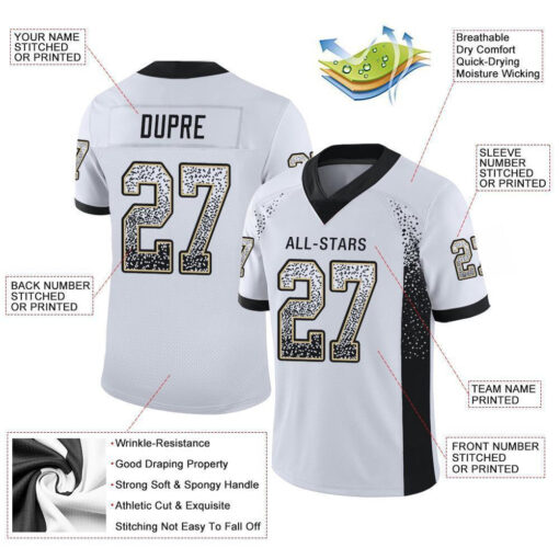 Custom White Black Vegas Gold Mesh Drift Fashion Football Jersey, Design My Own Basketball Jersey