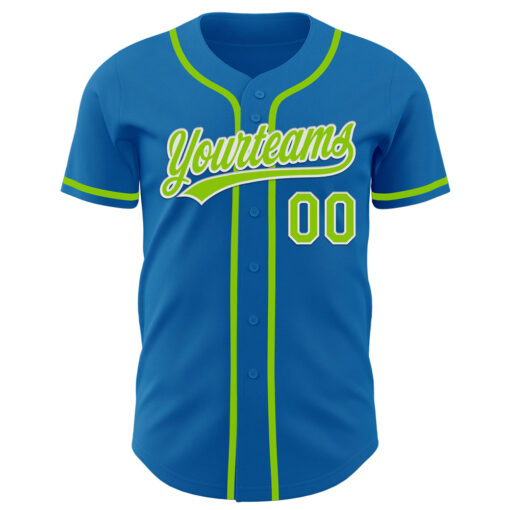 Custom White Blue Baseball Neon Green Jersey, Design Your Own Baseball Uniform