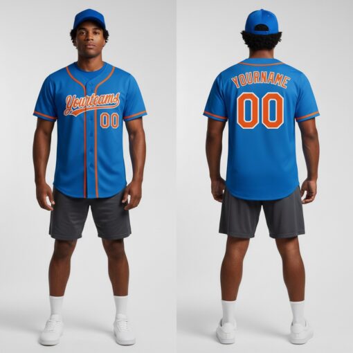 Custom White Blue Baseball Orange Jersey, Cool Baseball Uniform Designs