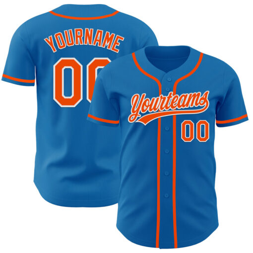 Custom White Blue Baseball Orange Jersey, Cool Baseball Uniform Designs