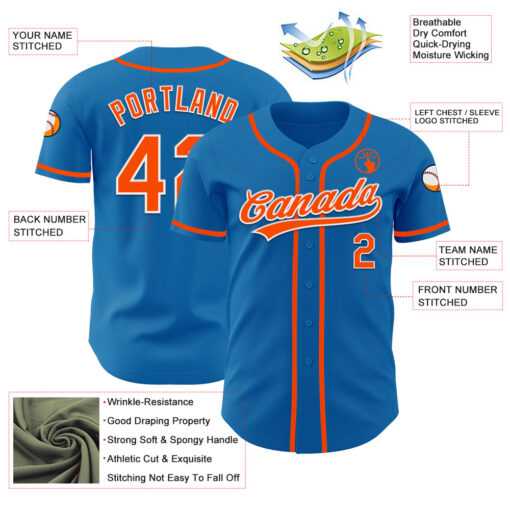 Custom White Blue Baseball Orange Jersey, Cool Baseball Uniform Designs